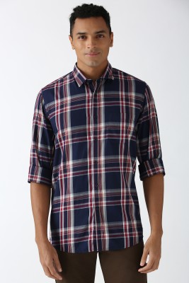 PETER ENGLAND Men Checkered Casual Blue Shirt