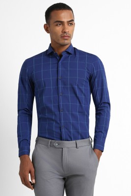 PETER ENGLAND Men Checkered Formal Blue Shirt