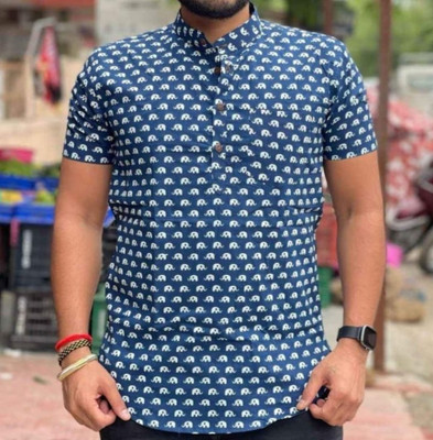 ISUEL FAB Men Striped Casual Dark Blue Shirt