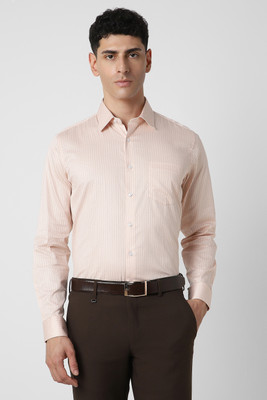 VAN HEUSEN Men Printed Formal Orange Shirt