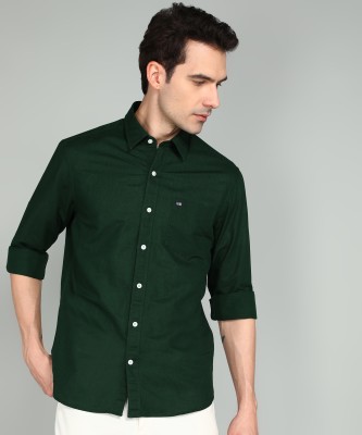 Arrow Sport Men Solid Casual Green Shirt