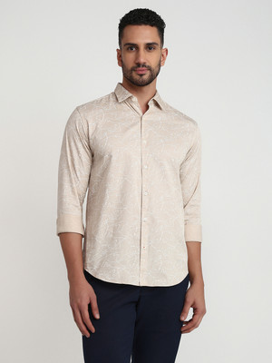 PARK AVENUE Men Printed Casual Beige Shirt