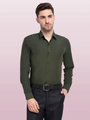 Style Nest Men Solid Formal Green Shirt