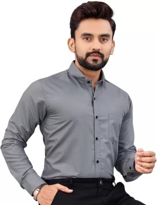 Brindra Fashion Men Solid Formal Grey Shirt