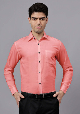 LENIA Men Solid Formal Pink Shirt