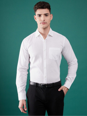 Hookstep Men Striped Casual White Shirt