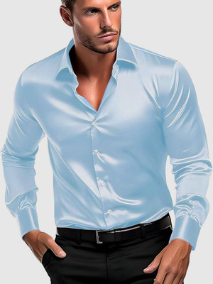 SEVENTEENSTITCH Men Solid Formal Dark Blue Shirt