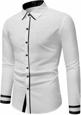 VAHIN FASHION Men Self Design Casual White Shirt