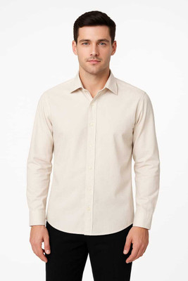 THE BEAR HOUSE Men Solid Casual Beige Shirt