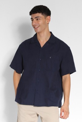 American Eagle Men Solid Casual Blue Shirt