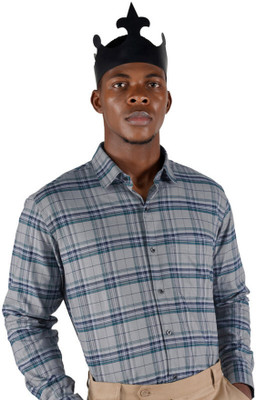 french crown Men Checkered Casual Grey Shirt