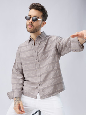 VASTRADO Men Self Design Casual Grey Shirt
