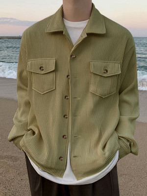 EyeBogler Men Striped Casual Beige Shirt