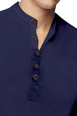 StellLIFEsTYLE Men Solid Casual Dark Blue Shirt