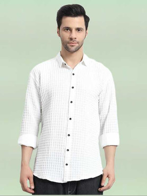 TUSHREE BOUTIQUE Men Self Design Casual White Shirt