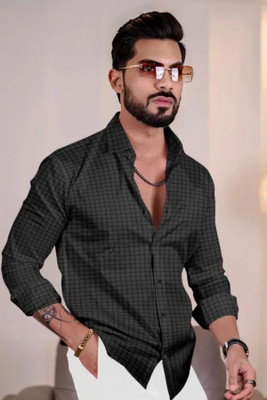 Tyzlo Men Checkered Casual Black Shirt