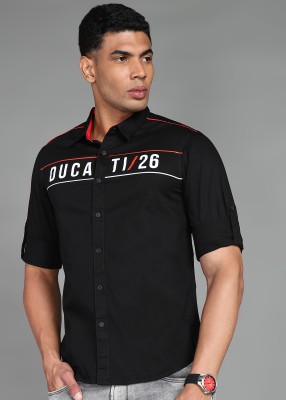 DUCATI Men Solid Casual Black Shirt