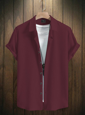 Marmic Fab Men Self Design Casual Black Shirt