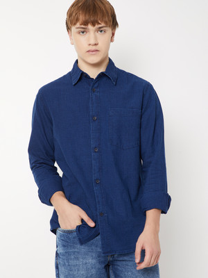 MAX Men Printed Casual Blue Shirt