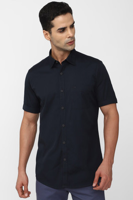 PETER ENGLAND Men Solid Casual Dark Blue Shirt