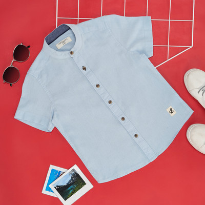 Pantaloons Junior Boys Solid Casual Light Blue Shirt