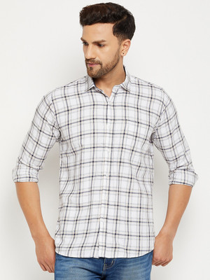 DUKE Men Checkered Casual Grey Shirt