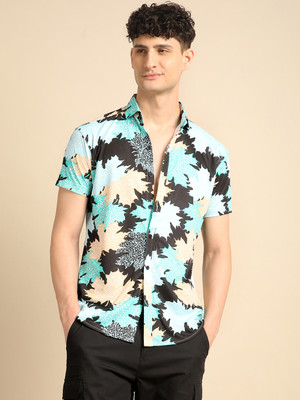 Voroxy Men Printed Casual Black Shirt
