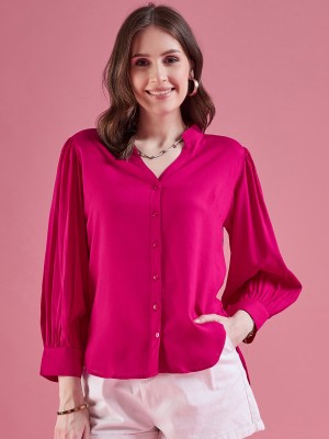 Dressberry Women Solid Casual Pink Shirt