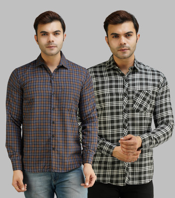 youth first Men Checkered Casual Multicolor Shirt(Pack of 2)