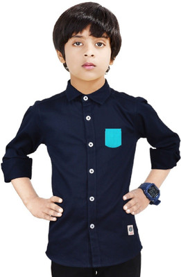 crane Boys Solid Casual Dark Blue Shirt
