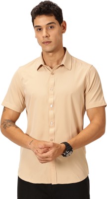 THOMAS SCOTT Men Solid Casual Beige Shirt