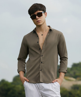 CAMPUS SUTRA Men Solid Casual Brown Shirt