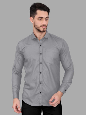 GAZZY CREATION Men Solid Casual Grey Shirt
