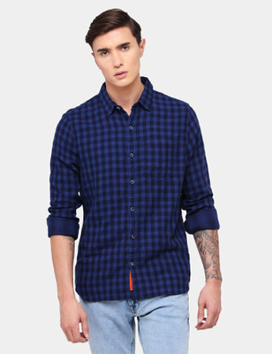 SINGLE by Ranbir Kapoor Men Printed Casual Blue Shirt