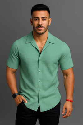 Radiance Creation Men Solid Casual Green Shirt