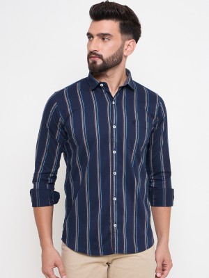 DUKE Men Striped Casual Blue Shirt