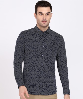 PARK AVENUE Men Printed Casual Dark Blue Shirt