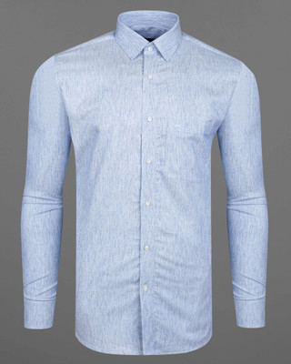 french crown Men Solid Casual Blue Shirt
