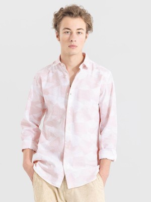 Snitch Men Striped Casual Pink Shirt