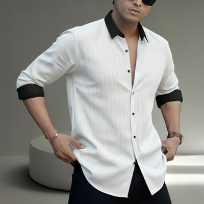 Perun Men Solid Casual Pink Shirt