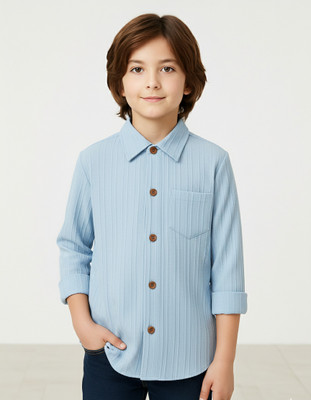 ISHREE Boys Self Design Casual White Shirt
