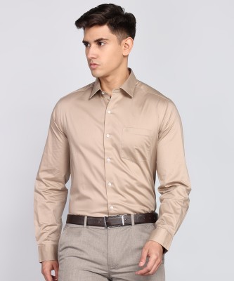 ARROW Men Self Design Formal Beige Shirt