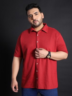 bigbanana Men Self Design Casual Maroon Shirt