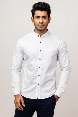GOD HEART Men Solid Casual White Shirt