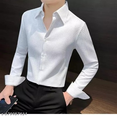 MAHADEV ENERPRISE Men Self Design Casual White Shirt