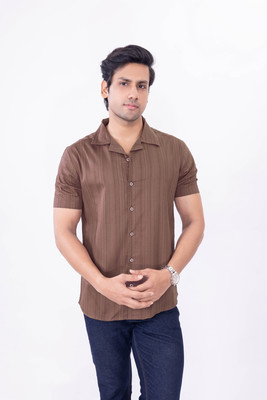 Klafter Men Self Design Casual Maroon Shirt