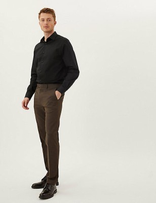 MARKS & SPENCER Men Solid Casual Black Shirt