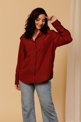 Urban Sundari Women Solid Casual Maroon Shirt