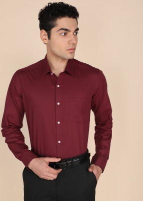 ARROW Men Striped Formal Maroon Shirt