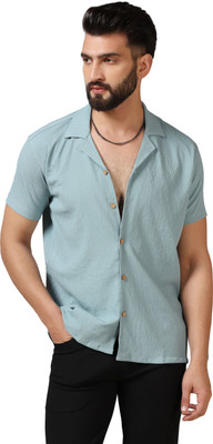TAGDO Men Solid Casual Light Blue Shirt